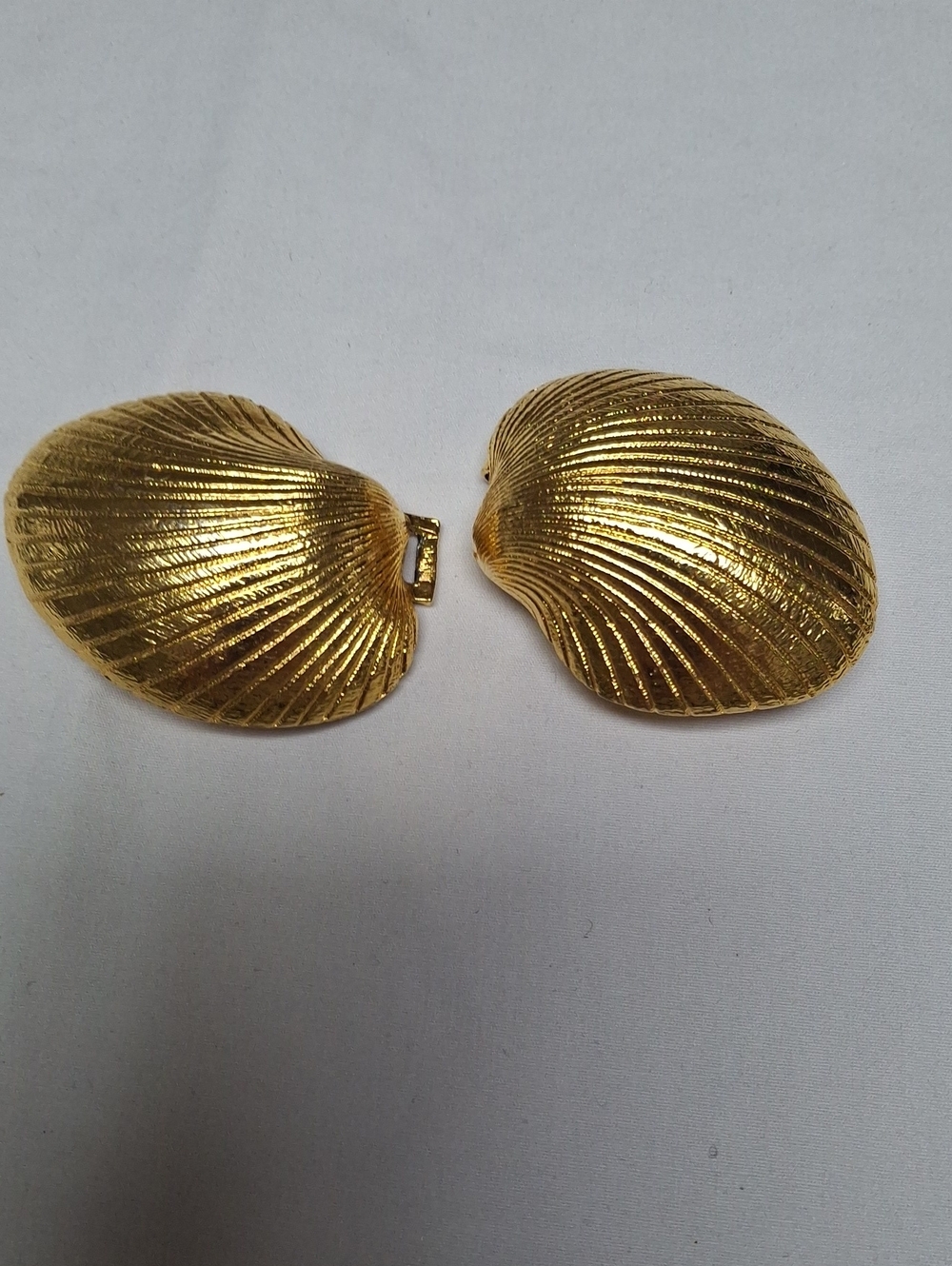 Vintage Dotty Smith Gold Shell Interchangeable Belt Buckle Signed Nautical 80s